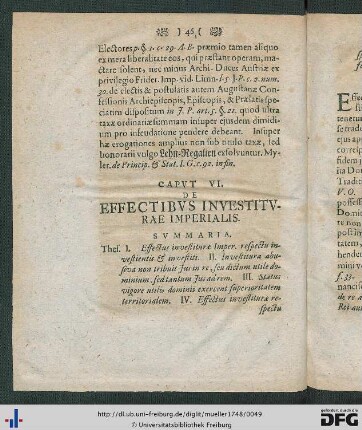 Caput VI. De Effectibus Investiturae Imperialis.