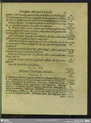 Cap. VI. Actionis Objectum exhibens