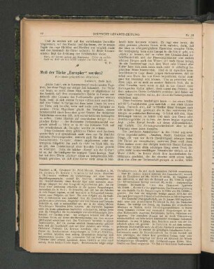 Muß der Türke "Europäer" werden?
