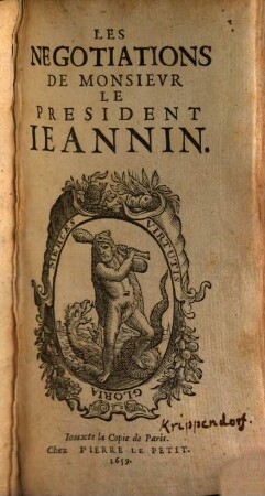 Les Negotiations De Monsievr Le President Ieannin, [1]