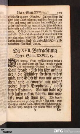 Die XVII. Betrachtung über I. Sam. XXVIII, 15.