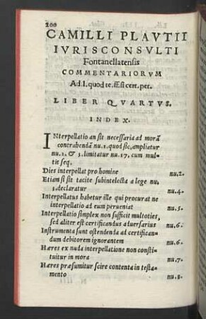 Liber quartus. Index.
