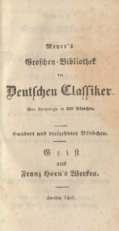 113: Geist aus Franz Horn's Werken