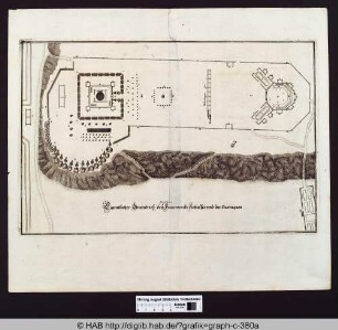 Eigentlicher Grundrieß deß Keyserlichen Feuerwercks Schlosses und der Barraquen.