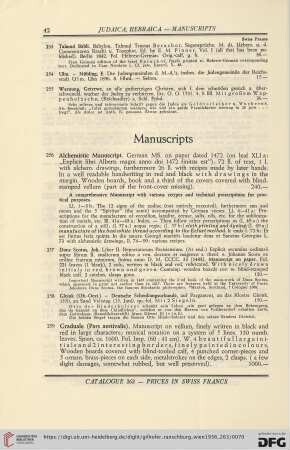 Manuscripts (No. 256 - 262)