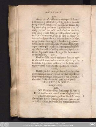 De Garde Noble. Chapitre. viij.