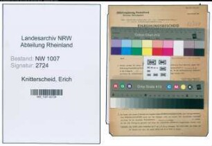 Entnazifizierung Erich Knitterscheid , geb. 09.09.1892 (Richter)