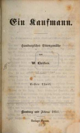 Ein Kaufmann : Hamburgisches Sittengemälde, 1