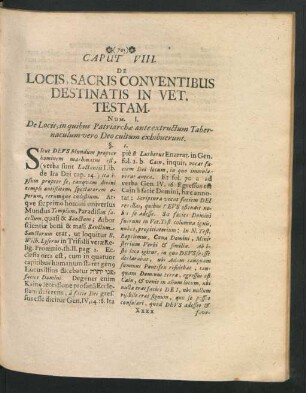 Caput VIII. De Locis, Sacris conventibus Destinatis In Vet. Testam.