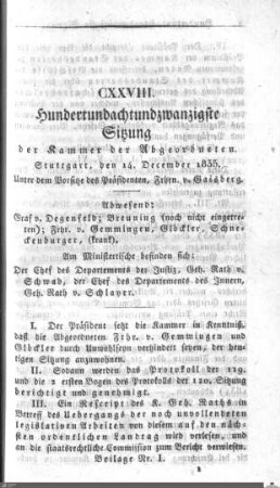 128. Sitzung, Stuttgart, 14.12.1835