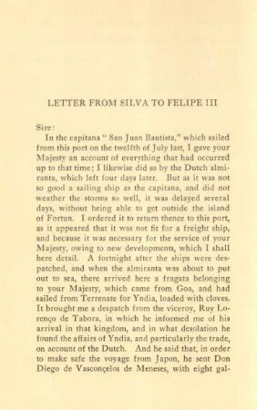 Letter from Silva to Felipe III