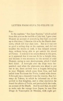 Letter from Silva to Felipe III