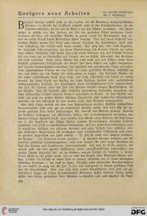 13.1921: Hoetgers neue Arbeiten