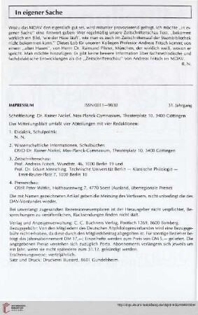 In eigener Sache