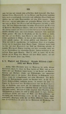 8. England und Schottland. Königin Elisabeth (1558 - 1603) und Maria Stuart