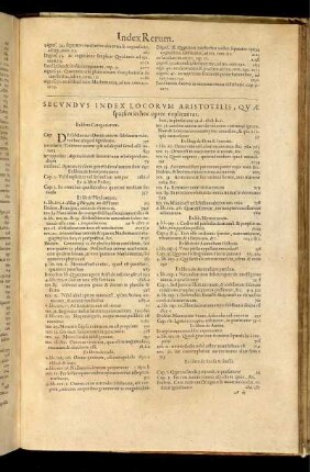 Secundus Index Locorum Aristotelis, quae sparsim in hoc opere explicantur.