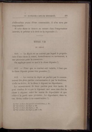 Titre VII. Du dépot