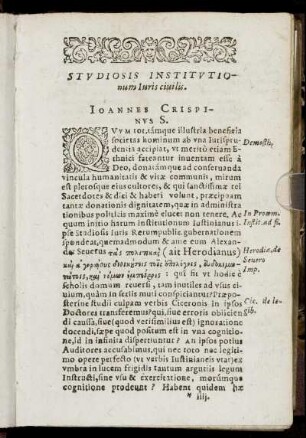 Studiosis Institutionum Iuris civilis.