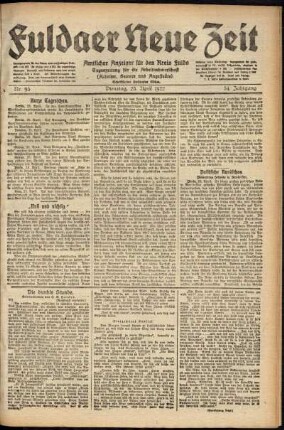 Ausgabe vom Dienstag, den 25. April 1922.
