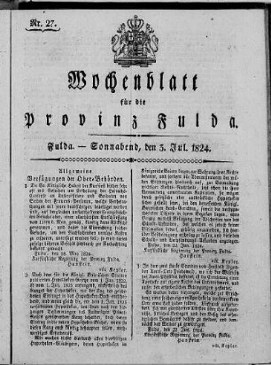 Nr. 27, Ausgabe vom 3. Juli 1824