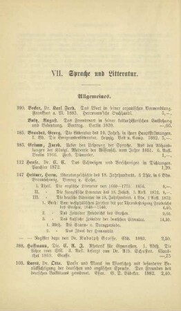 VII. Sprache und Litteratur