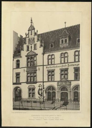 Tafel 70. Kaiserliches Post-Zeitungsamt in Berlin. Architekten: Hake, K. Techow und Robrade
