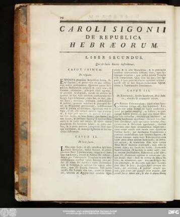 Liber Secundus. Qui de locis Sacris inscribitur.