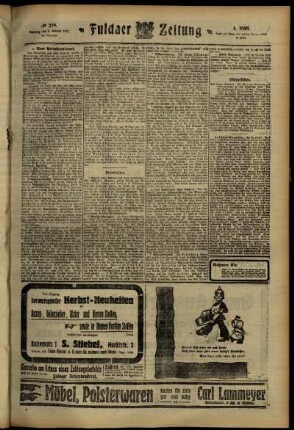 Vierte Ausgabe vom Samstag, den 05. Oktober 1912.
