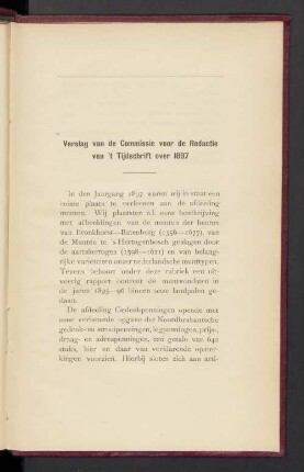 Verslag van de Commissie voor de Redactie van 't Tijdschrift over 1897