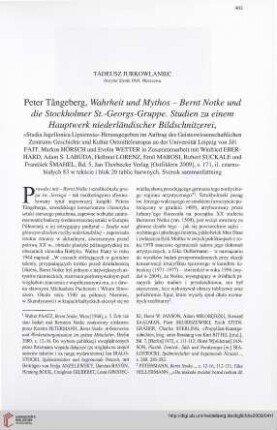 71: [Rezension von: Peter Tångeberg, Wahrheit und Mythos - Bernt Notke und die Stockholmer St.-Georgs-Gruppe, Studien zu einem Hauptwerk niederländischer Bildschnitzerei]