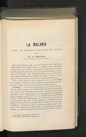 La Malaria.