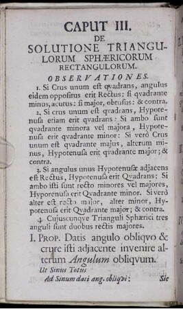 Caput III. De Solutione Triangulorum Sphaericorum Rectangulorum.