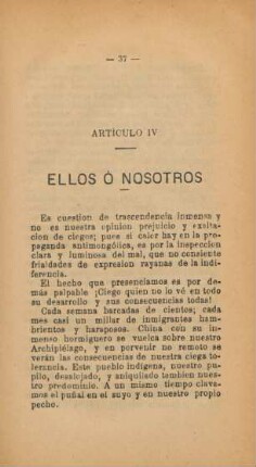 Artículo IV. Ellos ó nosotros