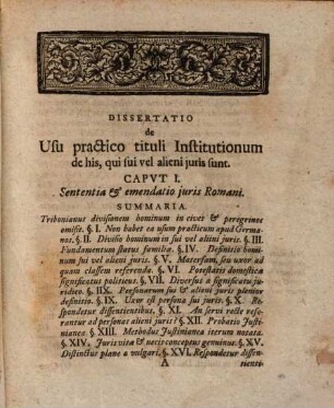 Diss. iur. de usu practico tituli Institutionum de his, qui sui vel alieni iuris sunt