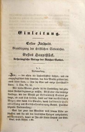 Die christliche Sittenlehre, 1