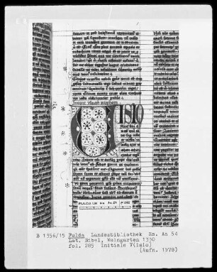 Lateinische Bibel — Initialen V (isio), Folio 285recto
