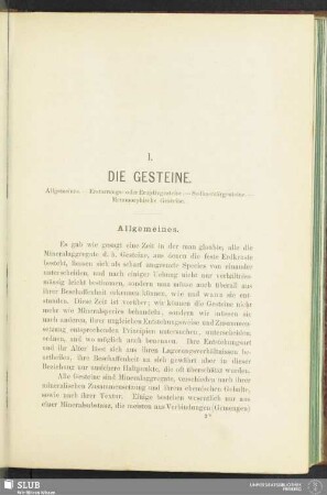 I. Die Gesteine