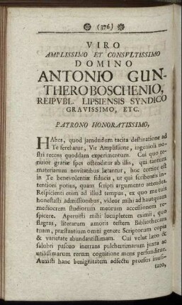 Viro Amplissimo Et Consultissimo Domino Antonio Guntheroboschenio, ...