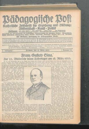 Franz Gustav Sina : zur 25. Wiederkehr seines Todestages am 18. März 1925