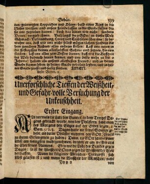 539-553, Unerforschliche Tieffen der Weißheit, und Gefahr- volle Versuchung der Unkeuschheit