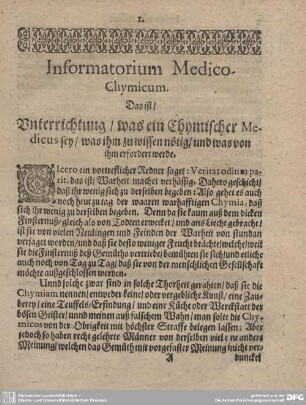 Informatorium Medico-Chymicum.