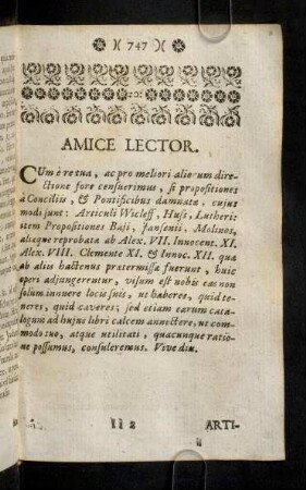 747-747, Amice Lector.