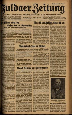 Ausgabe vom Samstag, den 11. November 1939.