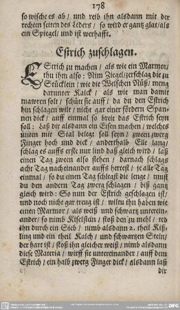 Estrich zuschlagen.