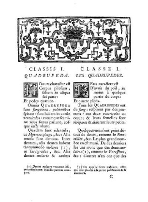 Classis I. Quadrupeda. - Classe I. Les Quadrupedes