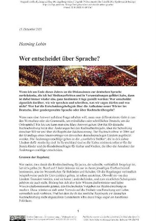 Wer entscheidet über Sprache?