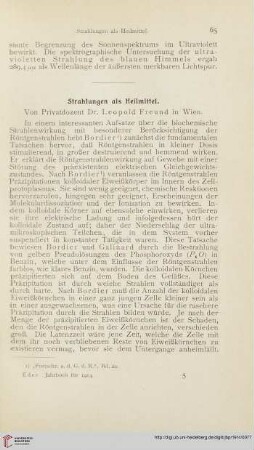 Strahlungen als Heilmittel