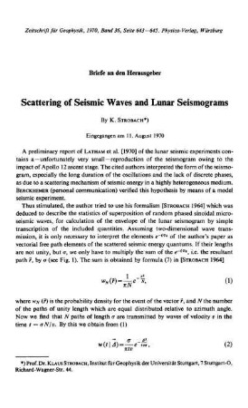 Scattering of seismic waves and lunar seismograms