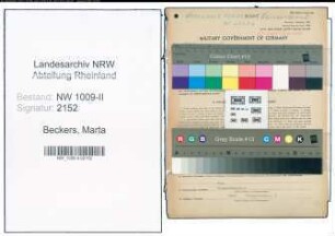 Entnazifizierung Marta Beckers , geb. 17.05.1909 (Kaufmann)