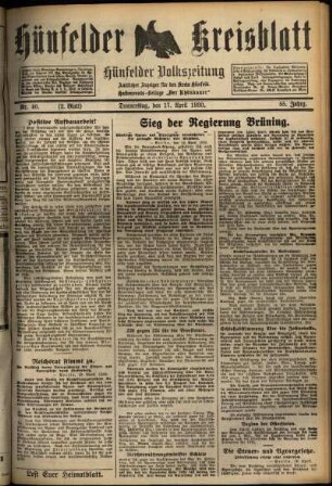Zweite Ausgabe vom Donnerstag, den 17. April 1930.